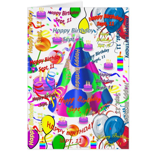 Tarjeta de felicitación Septiembre, 11 Cumpleaños (Frente)