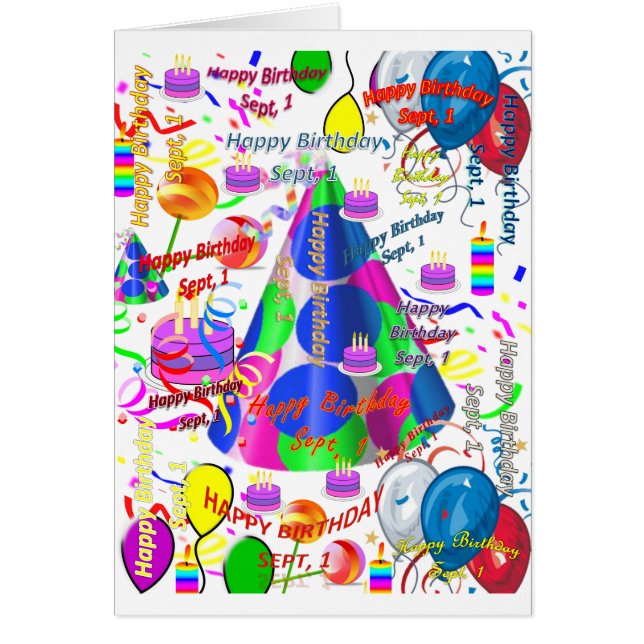 Tarjeta de felicitación Septiembre, 1 Cumpleaños (Frente)
