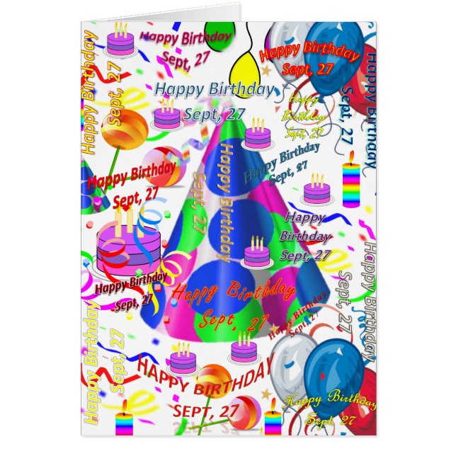Tarjeta de felicitación Septiembre, 27 Cumpleaños (Frente)