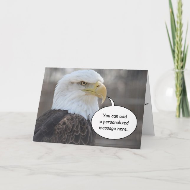 Tarjeta de felicitación severa de Eagle calvo (Anverso)