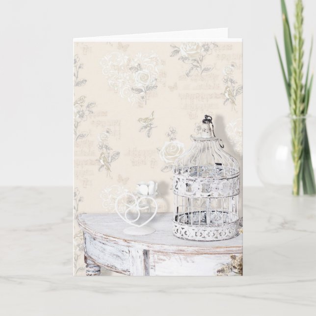 Tarjeta de felicitación - Shabby Chic Birdcage (Anverso)