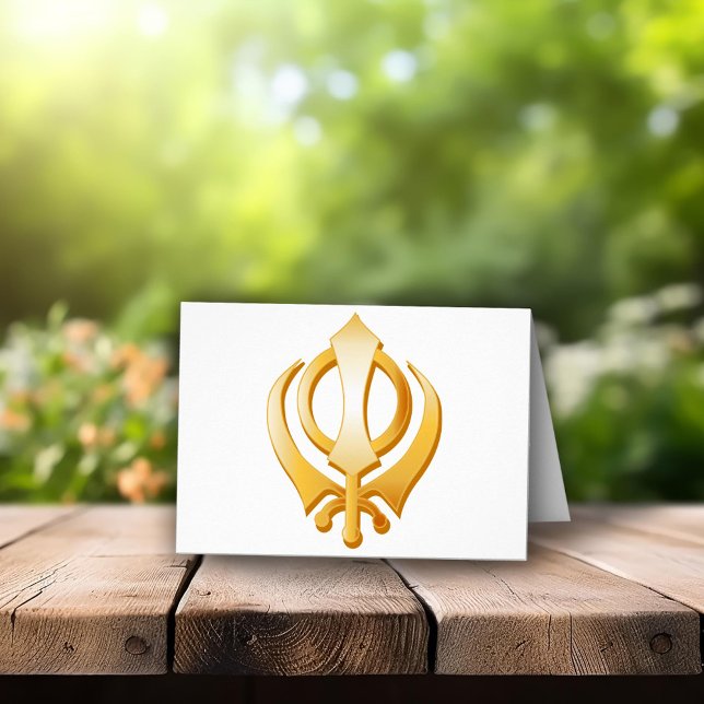 Tarjeta de felicitación Sikh Symbol (Sikh Greeting Card, Gold Khanda, symbol of the Sikh religion. Customize with your text or message.)