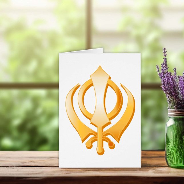 Tarjeta de felicitación Sikh Symbol (Beautiful greeting and note cards with gold symbols of international religions,.)