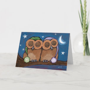 Tarjeta de felicitación Sleepy Owls