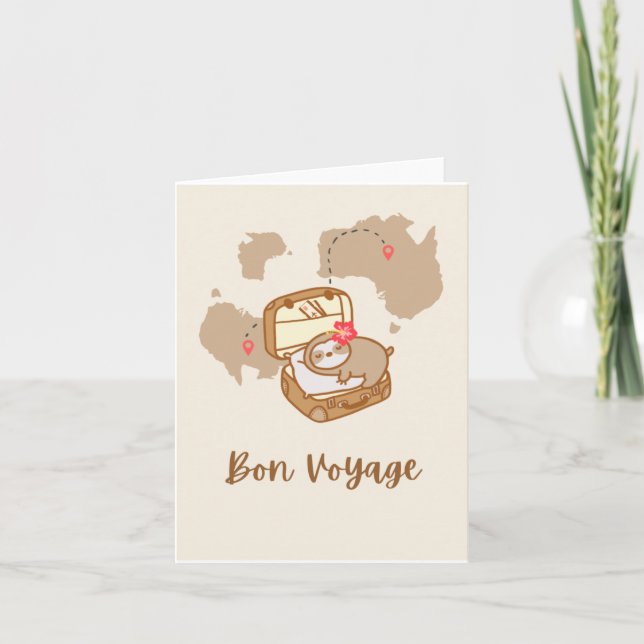 Tarjeta de felicitación Sloth Bon Voyage (Anverso)