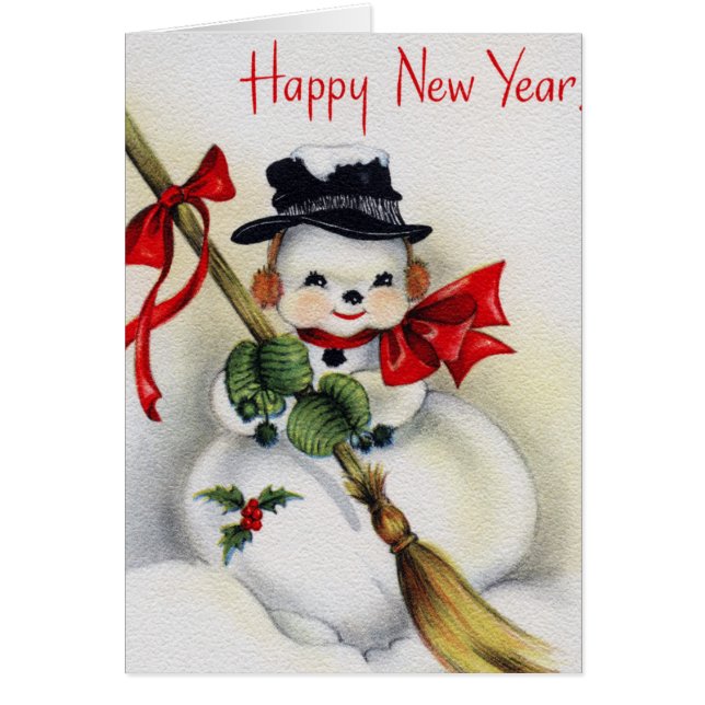 Tarjeta de felicitación Snowman Feliz Año Nuevo (Frente)