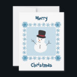 Tarjeta de felicitación Snowman Merry Christmas wi<br><div class="desc">Envíe sus cálidos saludos en esta helada tarjeta de Navidades de invierno,  ¡completa con un lindo muñeco de nieve!</div>