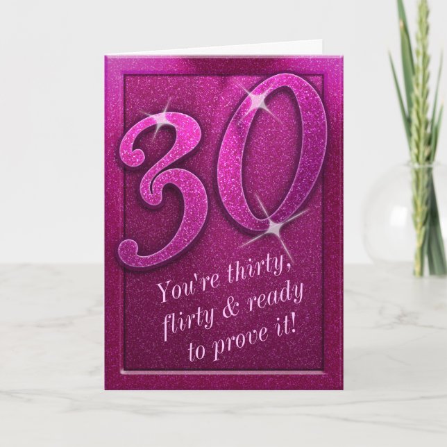 Tarjeta de felicitación Sparkly Pink 30 y Flirty B (Anverso)
