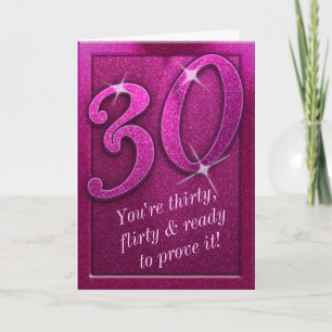 Tarjeta de felicitación Sparkly Pink 30 y Flirty B