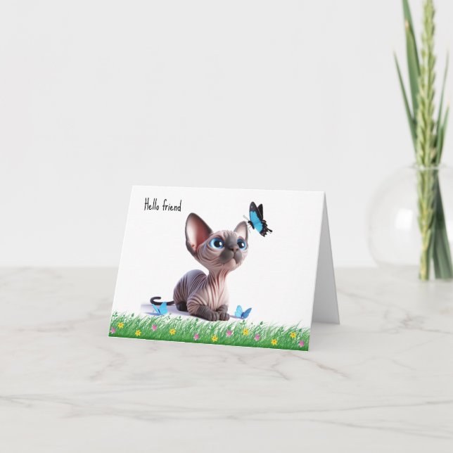 Tarjeta de felicitación Sphynx Kitten Friend (Anverso)