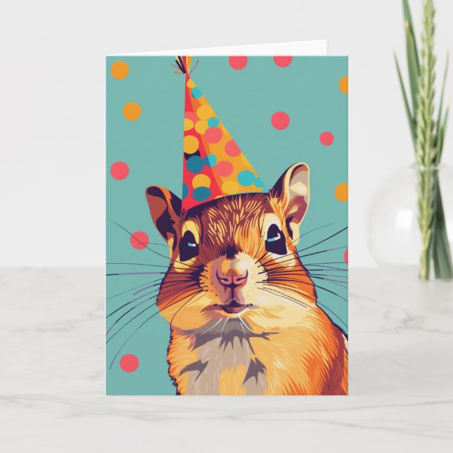 Tarjeta de felicitación Squirrel Birthday Party (Anverso)