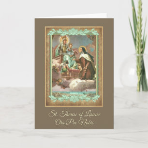Tarjeta de felicitación St. Therese y Mary con ora