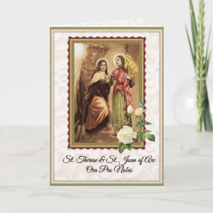 Tarjeta de felicitación St. Therese y St. Joan of 