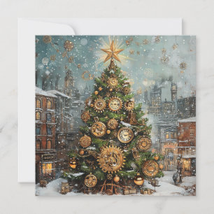 Tarjeta de felicitación Steampunk Christmas Tree