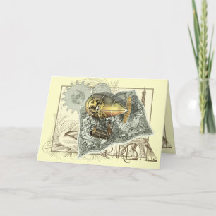 Tarjeta de felicitación Steampunk Dirigible Air To