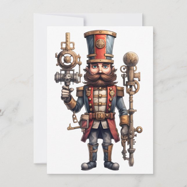 Tarjeta de felicitación Steampunk Nutcracker (Anverso)