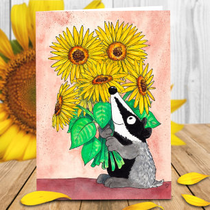 Tarjeta de felicitación Sunflower Badger de Nicole
