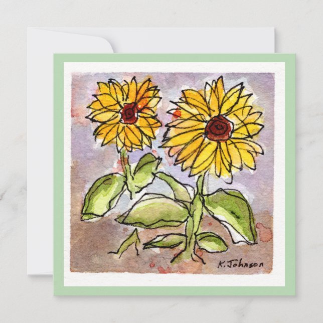 Tarjeta de felicitación Sunflower Watercolor (Anverso)
