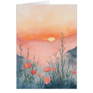 Tarjeta de felicitación Sunrise Wildflower - Nota