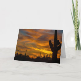 Tarjeta de felicitación Sunset Arizona Saguaros en