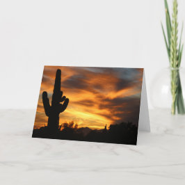 Tarjeta de felicitación Sunset Arizona Saguaros en