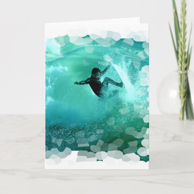 Tarjeta de felicitación Surfing Wipeout (Anverso)