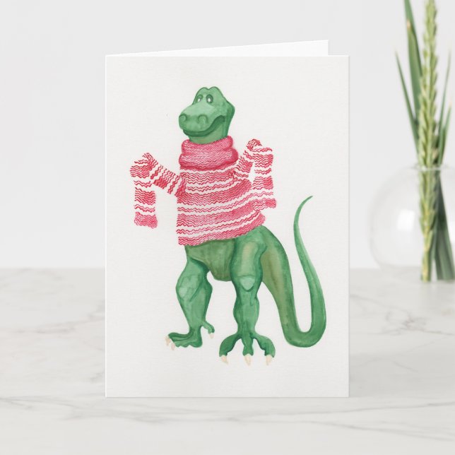 Tarjeta de felicitación Sweatersaurus-Rex (Anverso)