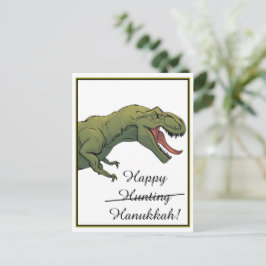 Tarjeta de felicitación T-Rex Dinosaur Hanukkah