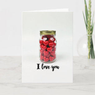 Tarjeta de Felicitación Te Amo Frasco de Corazones