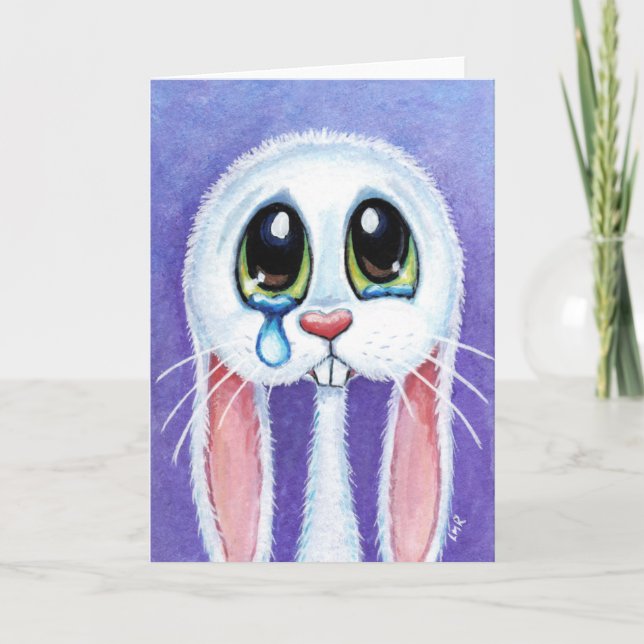 Tarjeta de felicitación Tearful Sad Bunny Rabbit B (Anverso)