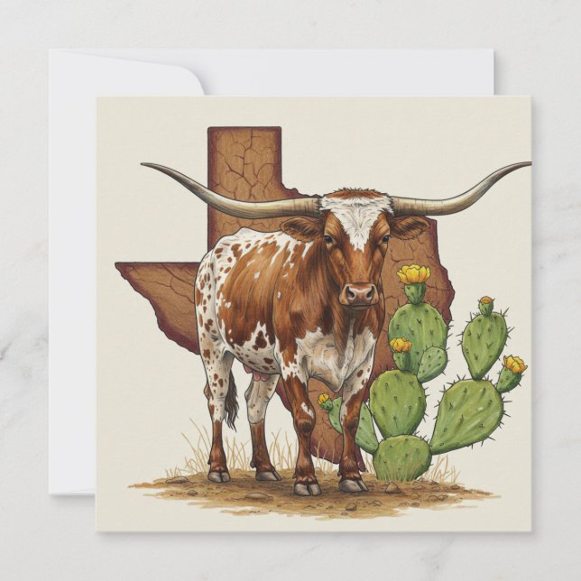 Tarjeta de felicitación Texas Longhorn (Anverso)