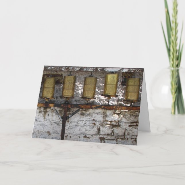 Tarjeta de felicitación tibetana de las ruedas de (Anverso)