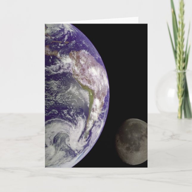 Tarjeta de felicitación Tierra y Luna (Anverso)