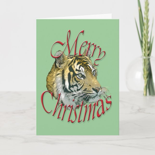 Tarjeta de felicitación Tiger para navidades (Anverso)