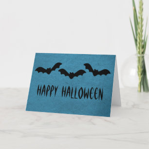 Tarjeta de felicitación Trio de Bats Halloween, az