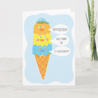 Tarjeta de felicitación triple del helado del