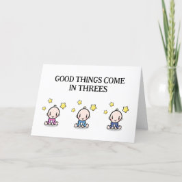 Tarjeta de felicitación Triplets, 1 chica, 2 niños