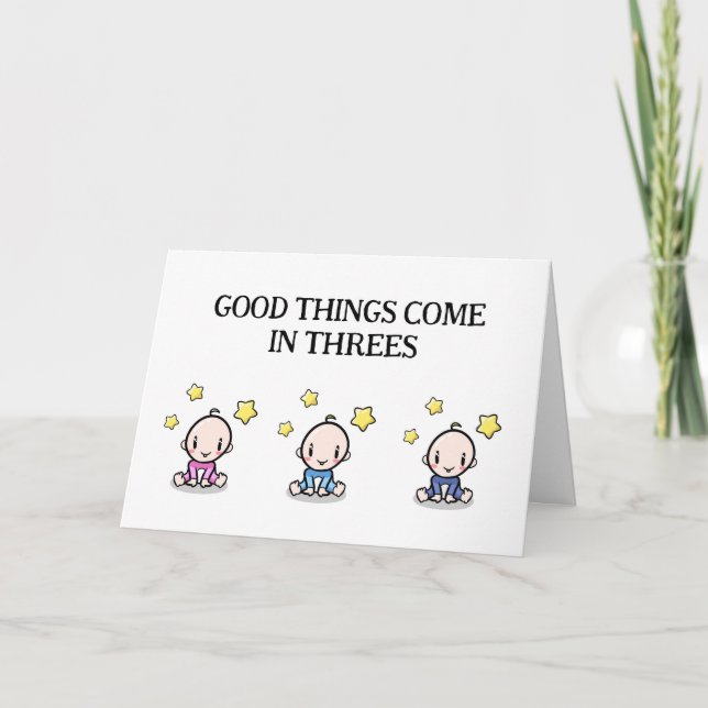 Tarjeta de felicitación Triplets, 1 chica, 2 niños (Anverso)