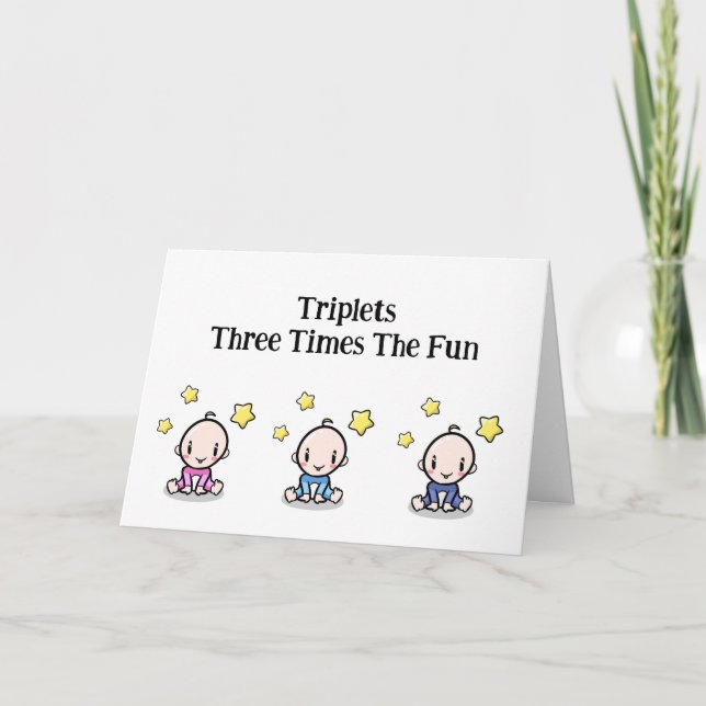 Tarjeta de felicitación Triplets, 1 chica y 2 niño (Anverso)
