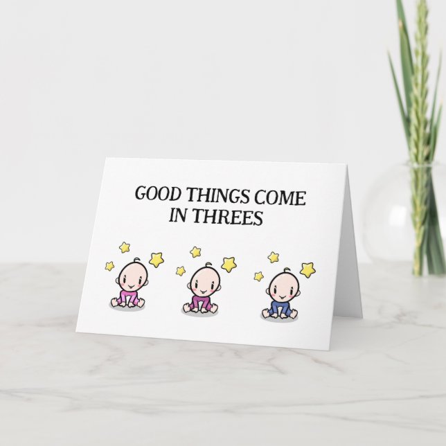 Tarjeta de felicitación Triplets, 2 chicas, 1 niño (Anverso)