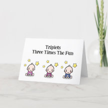 Tarjeta de felicitación Triplets, 2 chicas y 1 niñ