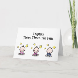 Tarjeta de felicitación Triplets, 2 chicas y 1 niñ