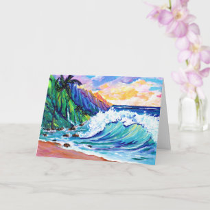 Tarjeta de felicitación tropical de la costa Na Pa