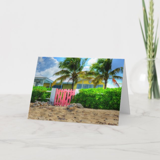 Tarjeta de felicitación Tropical Rosa Gate (Anverso)