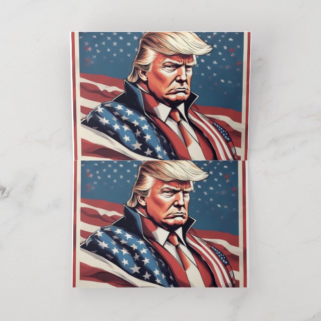 Tarjeta de felicitación Trump Epic American Flag (Distribución Interior)