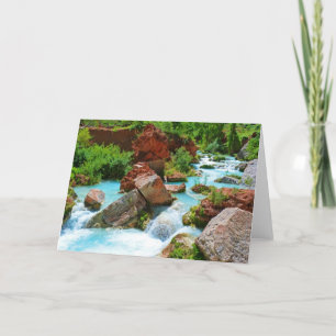 Tarjeta de felicitación Turquoise Stream en blanco