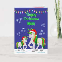 Tarjeta de Felicitación Unicornio de Navidad Dobla