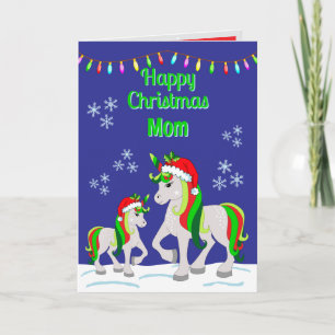 Tarjeta de Felicitación Unicornio de Navidad Dobla