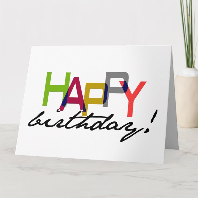 Tarjeta de felicitación Unisex Happy Birthday Typo (Anverso)