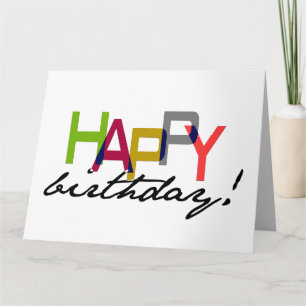 Tarjeta de felicitación Unisex Happy Birthday Typo